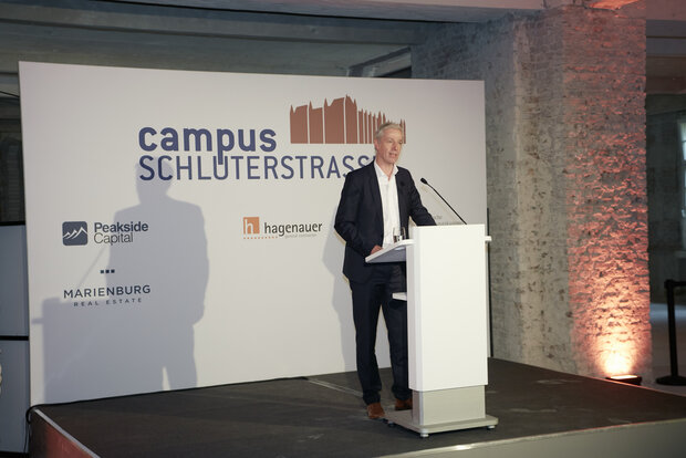 ZBW Director Professor Klaus Tochtermann at the laying of the foundation stone for Campus Schlüterstrasse