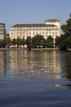 ZBW Hamburg reflected in the Binnenalster